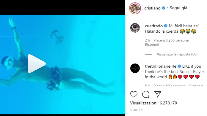 Ronaldo a 14 metri di profondità, Cuadrado: «Facile così» - FOTO 38 Ronaldo mare