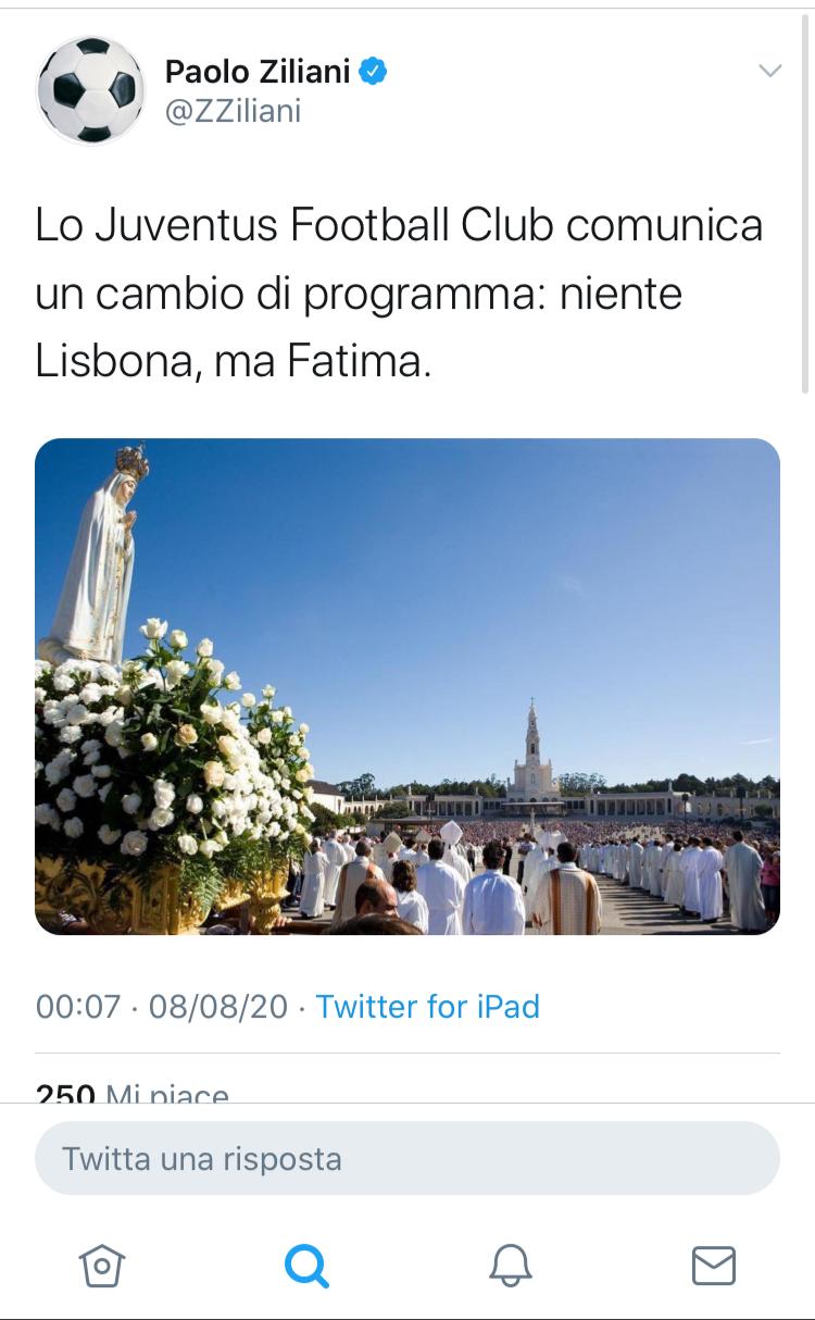 Ziliani: «Cambio di programma per la Juve, niente Lisbona ma Fatima» 39 WhatsApp Image 2020 08 08 at 10.29.24