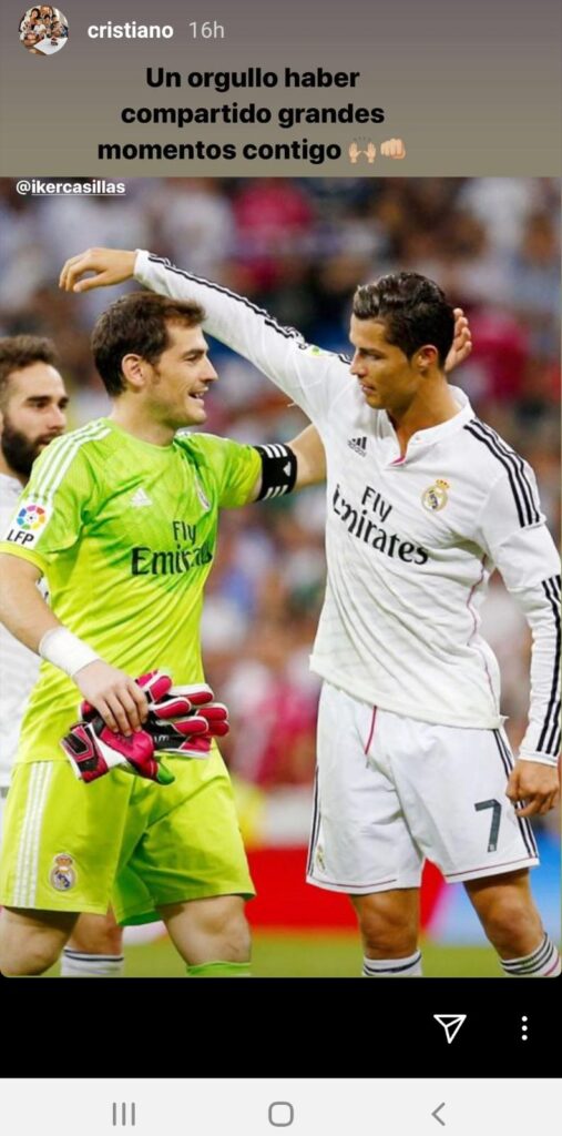 Cristiano Ronaldo saluta Casillas: «Orgoglioso di aver condiviso grandi momenti» 39 cristiano ronaldo