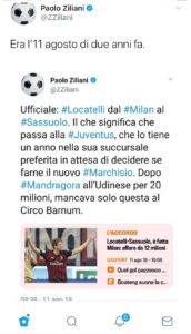 Ziliani ironizza: «Locatelli dal Sassuolo alla Juve, mancava questa al circo» - FOTO 39 ziliani tweet locatelli