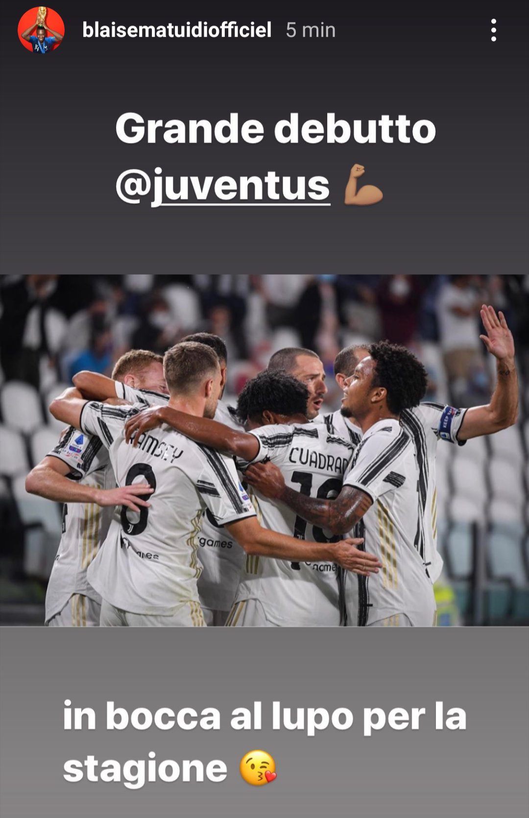 Matuidi applaude la Juve: «Grande debutto. In bocca al lupo» - FOTO 39 WhatsApp Image 2020 09 20 at 23.41.09