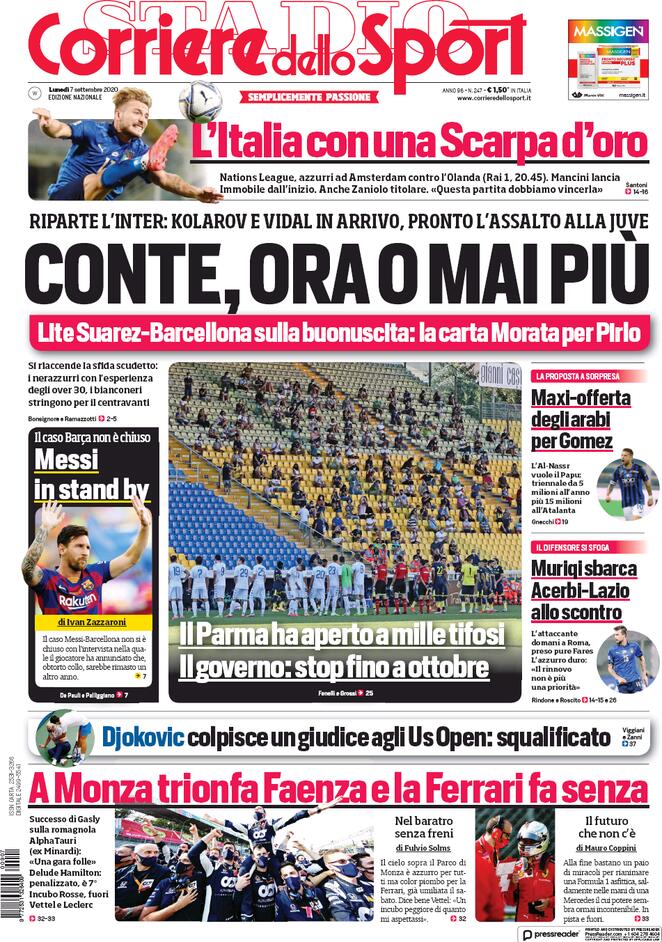 Rassegna stampa Juve: prime pagine quotidiani sportivi - 7 settembre 2020 45 corriere 1