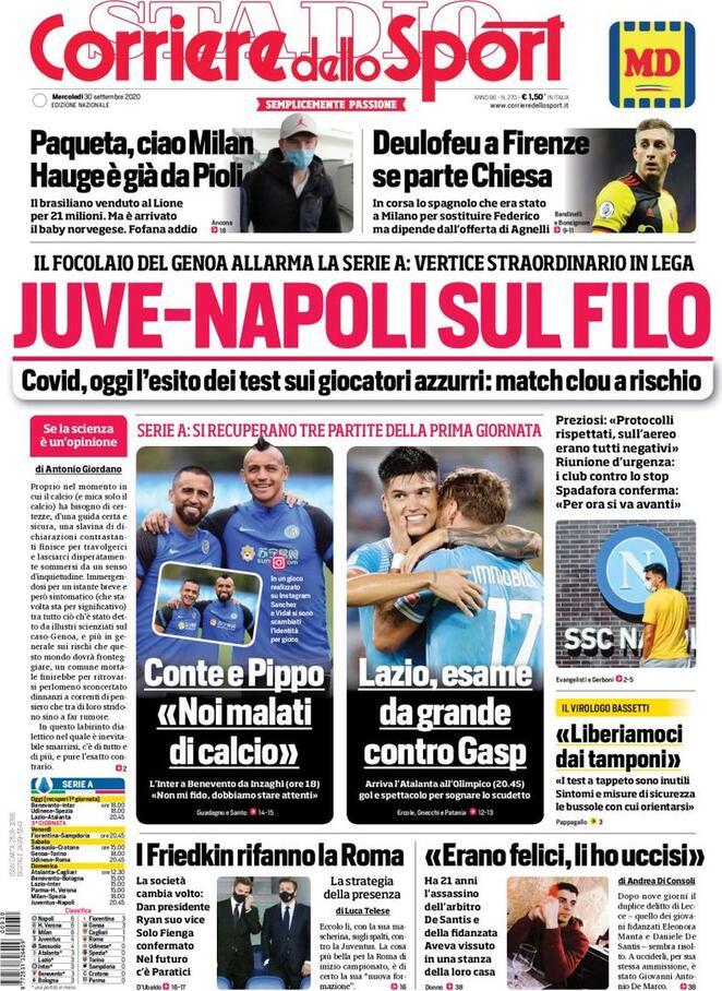 Rassegna stampa Juve: prime pagine quotidiani sportivi - 30 settembre 2020 44 corriere 11