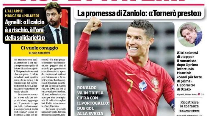 Rassegna stampa Juve: prime pagine quotidiani sportivi - 9 settembre 2020 42 corriere 2