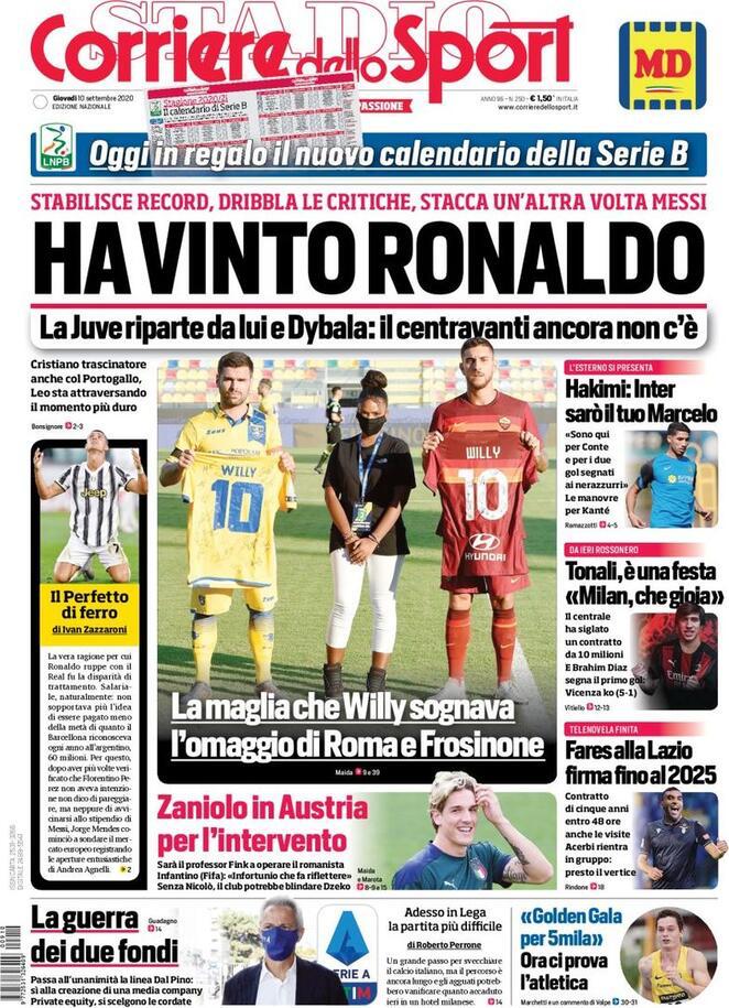 Rassegna stampa Juve: prime pagine quotidiani sportivi - 10 settembre 2020 45 corriere 3