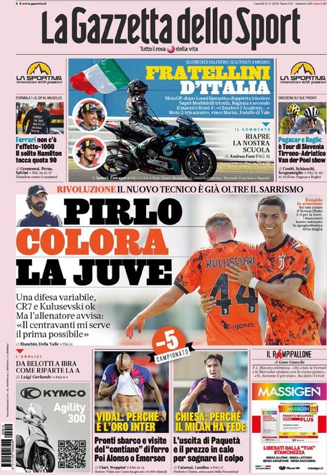 Rassegna stampa Juve: prime pagine quotidiani sportivi - 14 settembre 2020 44 gazzetta 10