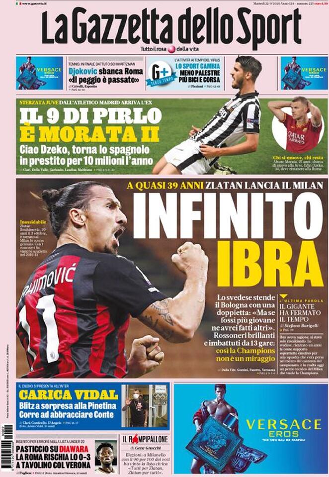 Rassegna stampa Juve: prime pagine quotidiani sportivi - 22 settembre 2020 43 gds