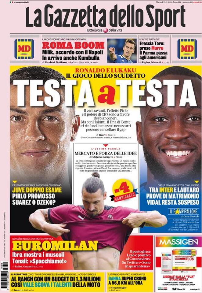 Rassegna stampa Juve: prime pagine quotidiani sportivi - 15 settembre 2020 44 la gazzetta dello sport 2020 09 15 5f5ff90231131