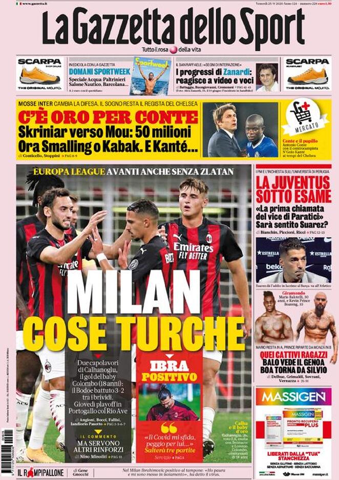 Rassegna stampa Juve: prime pagine quotidiani sportivi - 25 settembre 2020 45 la gazzetta dello sport 2020 09 25 5f6d234272cd8