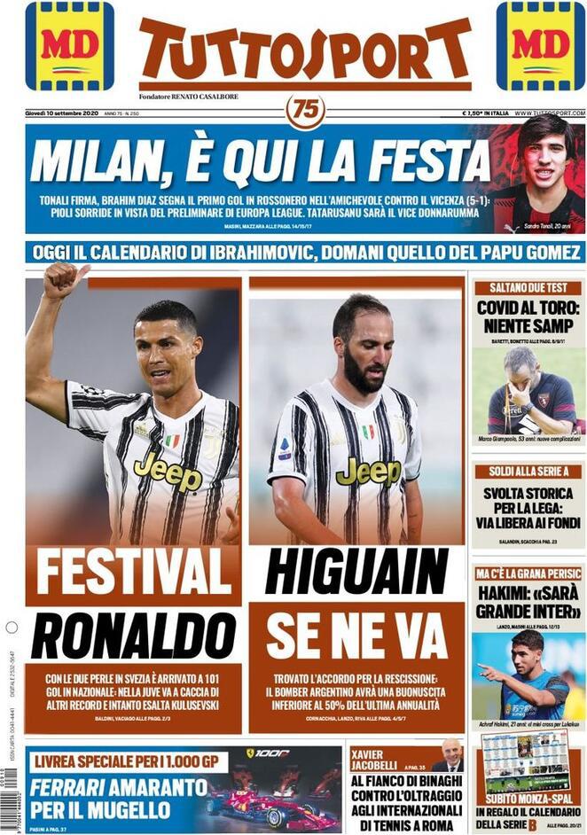 Rassegna stampa Juve: prime pagine quotidiani sportivi - 10 settembre 2020 44 tuttosport 6