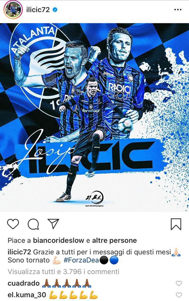 Ilicic di nuovo a disposizione dell'Atalanta: il bel messaggio di Cuadrado 39 WhatsApp Image 2020 10 16 at 21.13.13
