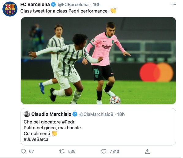 Marchisio elogia Pedri: la reazione del Barcellona - FOTO 39 WhatsApp Image 2020 10 29 at 16.32.02