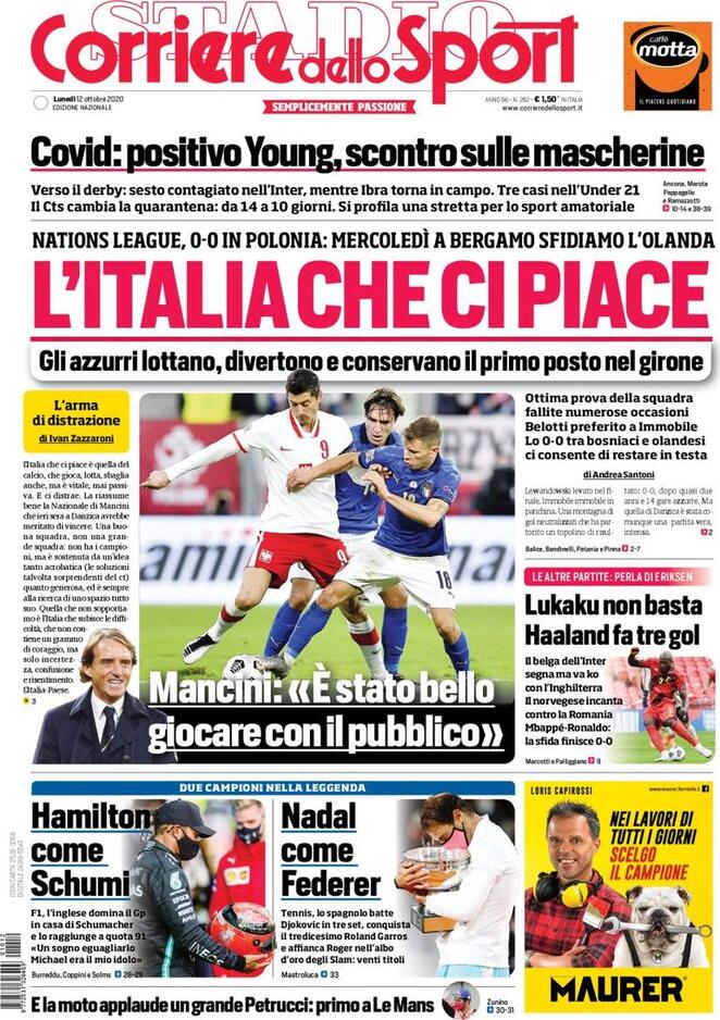 Rassegna stampa Juve: prime pagine quotidiani sportivi - 12 ottobre 2020 45 corriere 4