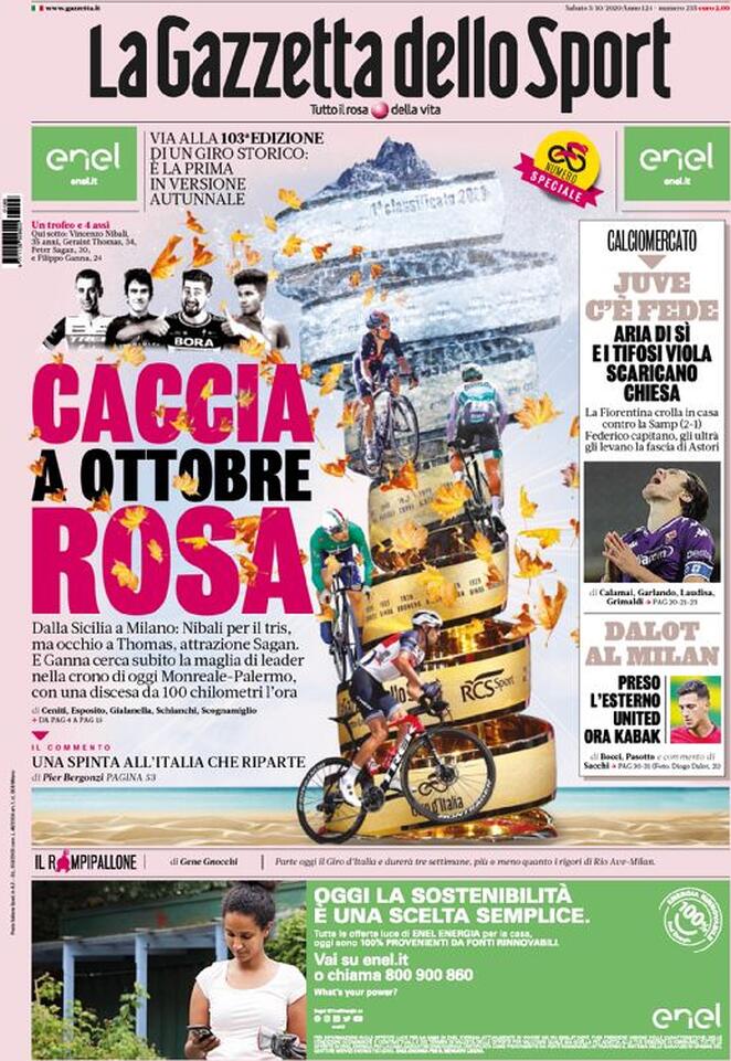Rassegna stampa Juve: prime pagine quotidiani sportivi - 3 ottobre 2020 44 gazzetta