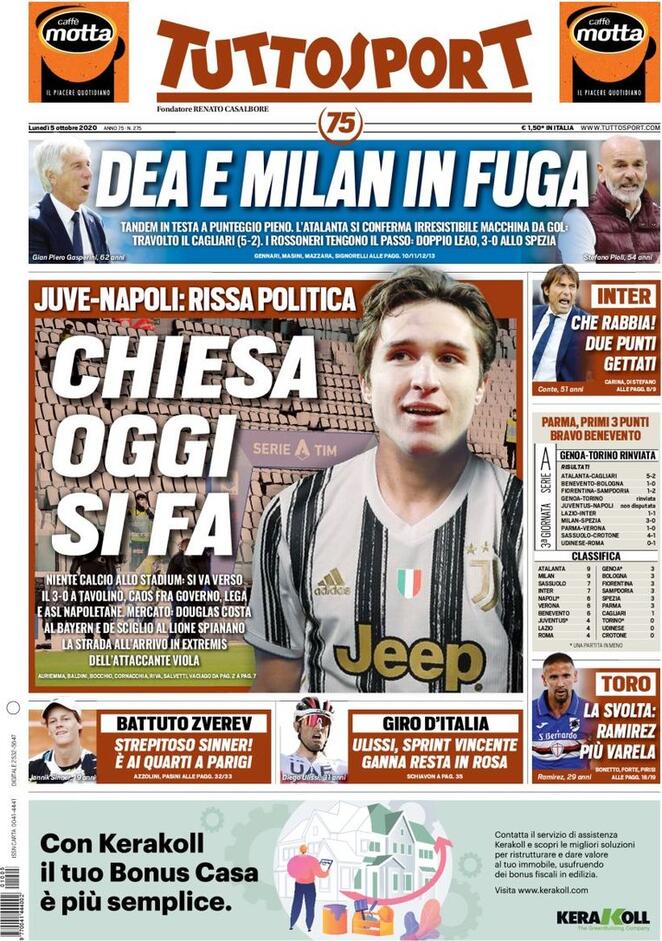 Rassegna stampa Juve: prime pagine quotidiani sportivi - 5 ottobre 2020 43 tuttosport 2