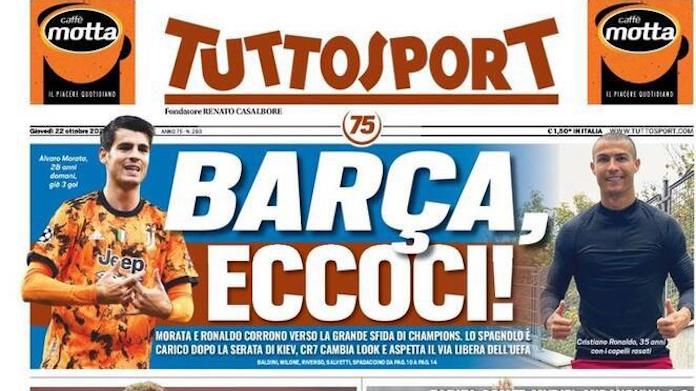 Rassegna stampa Juve: prime pagine quotidiani sportivi - 22 ottobre 2020 42 tuttosport 3