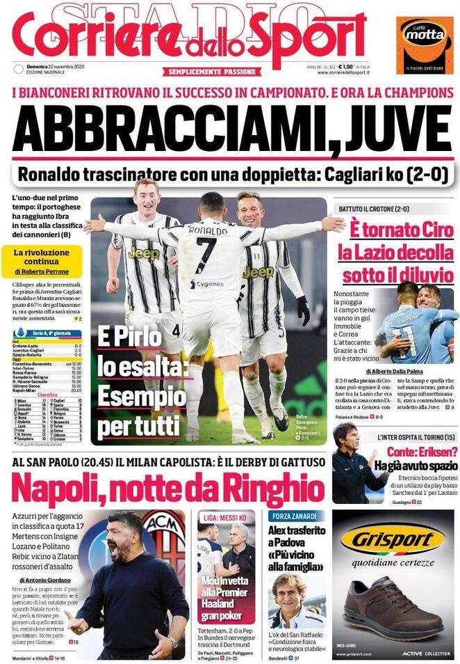 Rassegna stampa Juve: prime pagine quotidiani sportivi - 22 novembre 2020 45 corriere 4