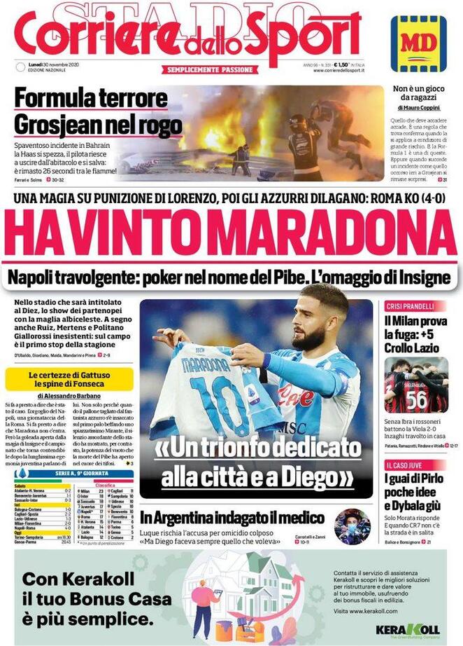 Rassegna stampa Juve: prime pagine quotidiani sportivi - 30 novembre 2020 45 corriere 7