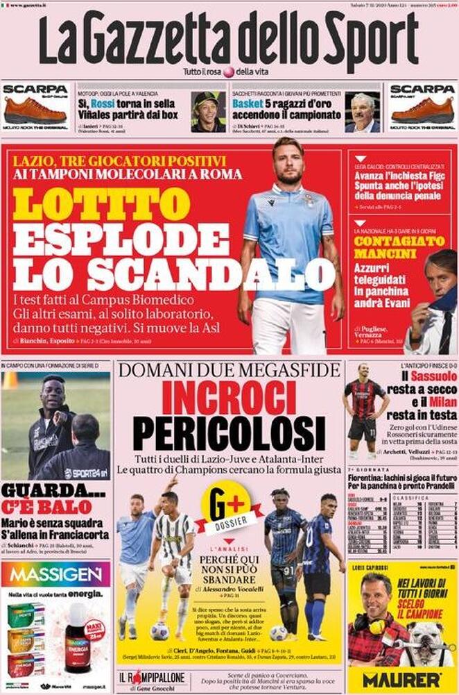 Rassegna stampa Juve: prime pagine quotidiani sportivi - 7 novembre 2020 44 gazzetta 1