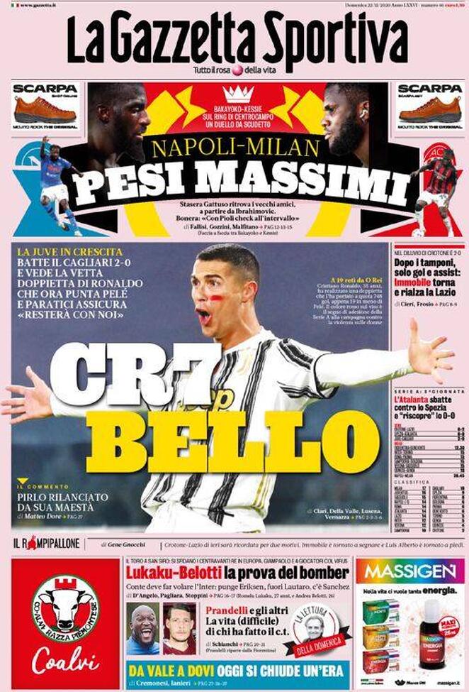 Rassegna stampa Juve: prime pagine quotidiani sportivi - 22 novembre 2020 44 gazzetta 4