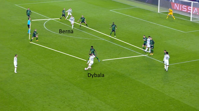 LAVAGNA TATTICA - La Juve sbatte al centro contro il Ferencvaros: Arthur allarga poco il gioco 49 juve fernc squadra troppo stretta 2