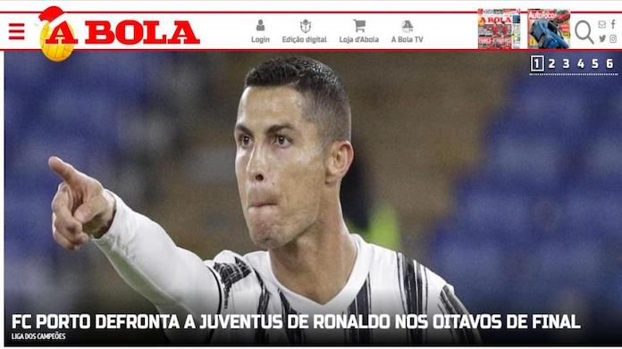 Porto-Juve: la reazione della stampa portoghese alla sfida con Ronaldo 36 a bola porto juve ronaldo