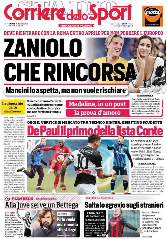 Rassegna stampa Juve: prime pagine quotidiani sportivi - 29 dicembre 2020 45 corriere 7
