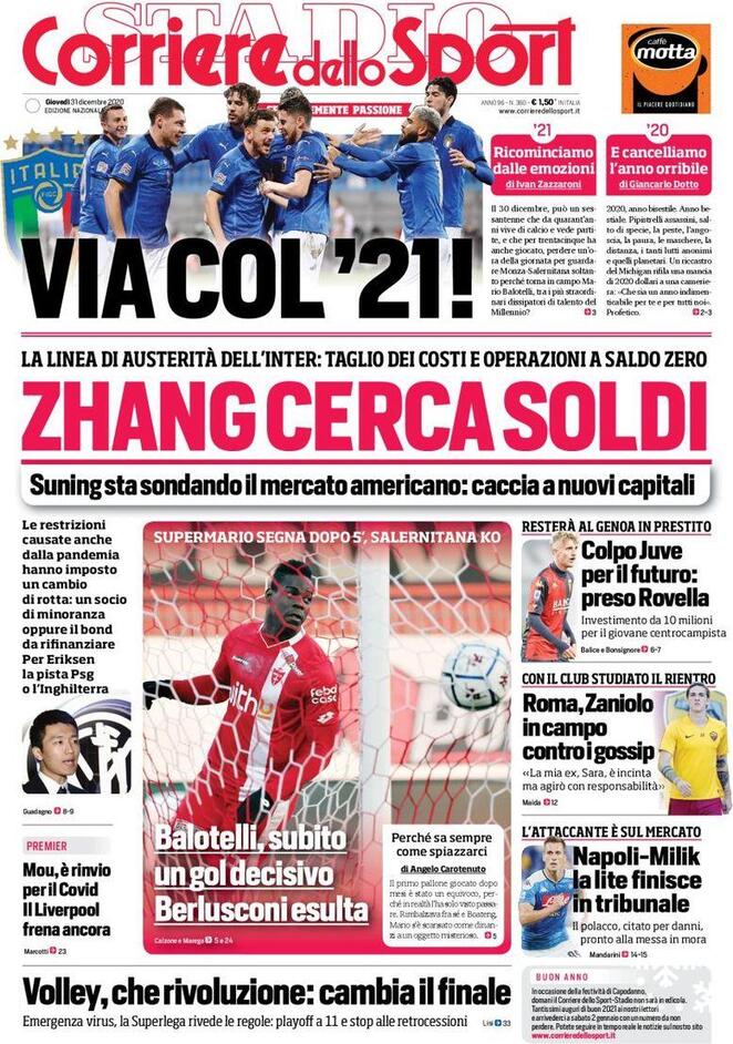 Rassegna stampa Juve: prime pagine quotidiani sportivi - 31 dicembre 2020 45 corriere 9