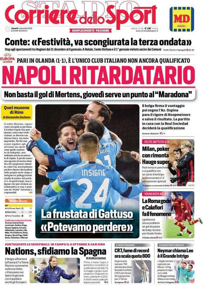 Rassegna stampa Juve: prime pagine quotidiani sportivi - 4 dicembre 2020 45 corriere dello sport 2020 12 04 5fc9736b112d9