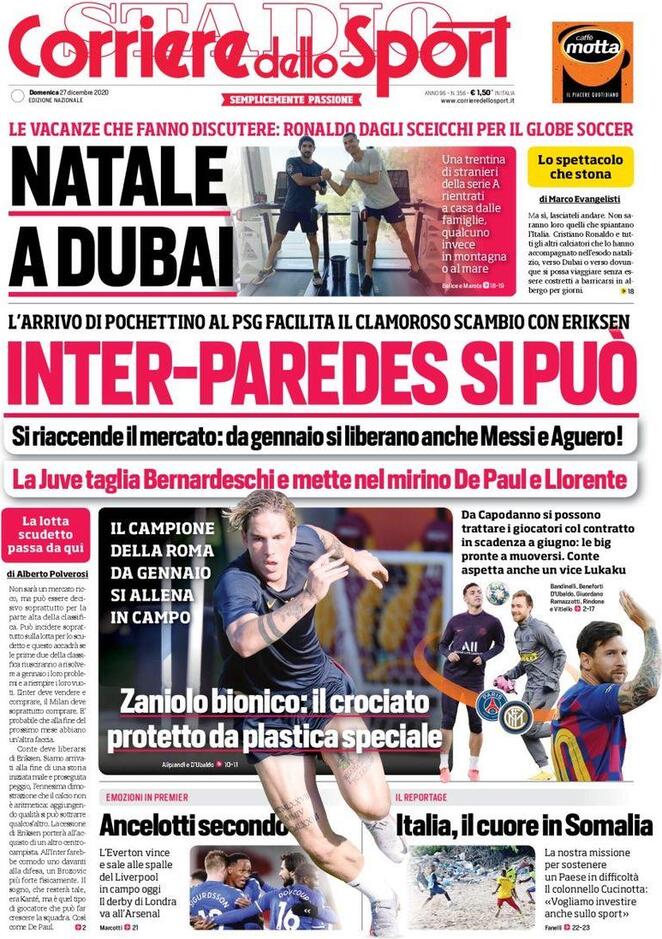 Rassegna stampa Juve: prime pagine quotidiani sportivi - 27 dicembre 2020 44 corriere dello sport 2020 12 27 5fe7c7c432bea