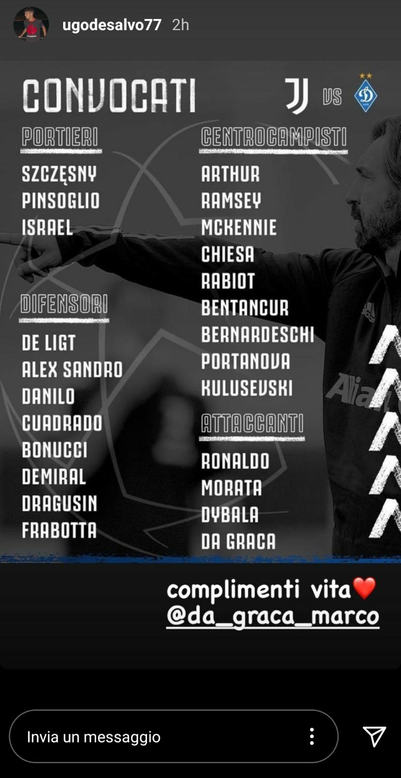 Da Graca convocato per Juve-Dinamo Kiev: c'è un messaggio speciale - FOTO 39 da graca