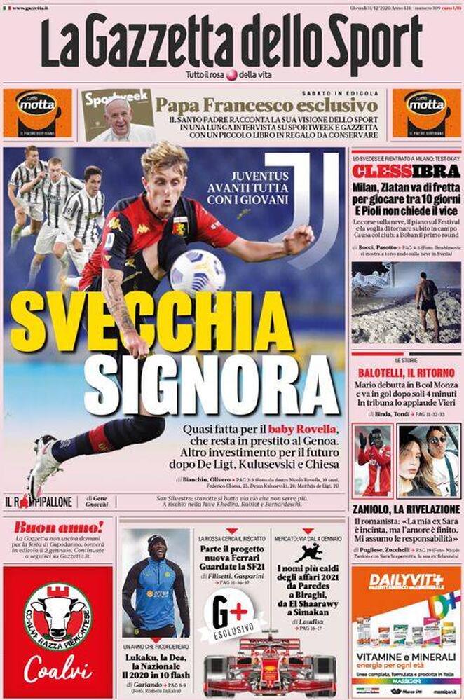 Rassegna stampa Juve: prime pagine quotidiani sportivi - 31 dicembre 2020 44 gazzetta 11