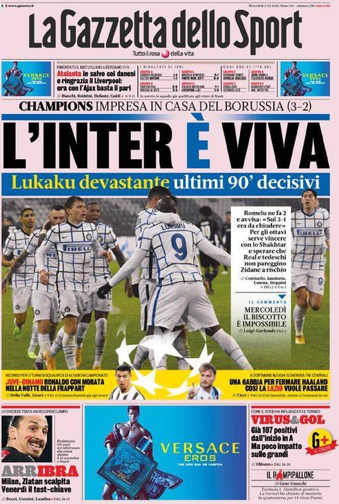 Rassegna stampa Juve: prime pagine quotidiani sportivi - 2 dicembre 2020 44 gazzetta