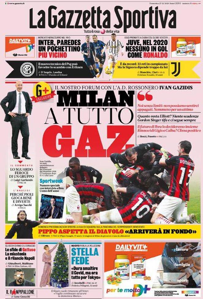 Rassegna stampa Juve: prime pagine quotidiani sportivi - 27 dicembre 2020 45 la gazzetta dello sport 2020 12 27 5fe7d3669e29f