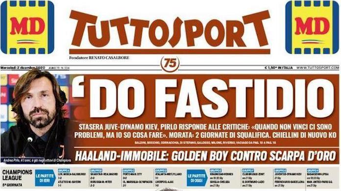 Rassegna stampa Juve: prime pagine quotidiani sportivi - 2 dicembre 2020 42 tuttosport 1
