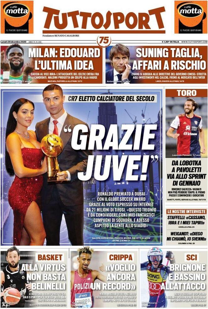 Rassegna stampa Juve: prime pagine quotidiani sportivi - 28 dicembre 2020 43 tuttosport 10