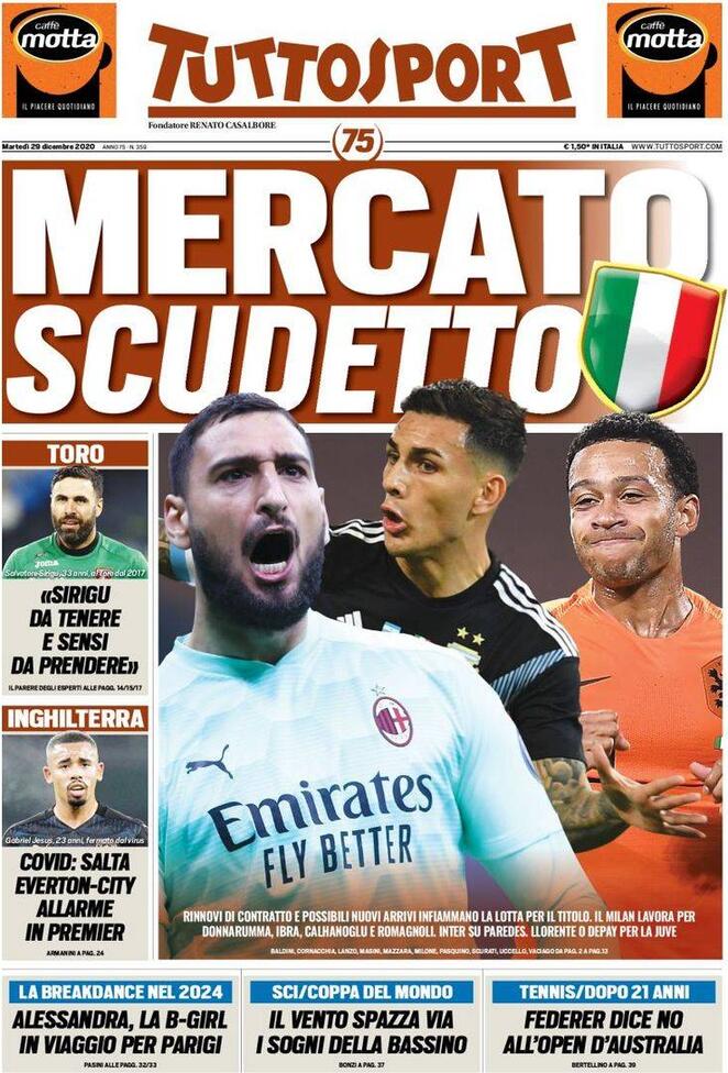Rassegna stampa Juve: prime pagine quotidiani sportivi - 29 dicembre 2020 43 tuttosport 12