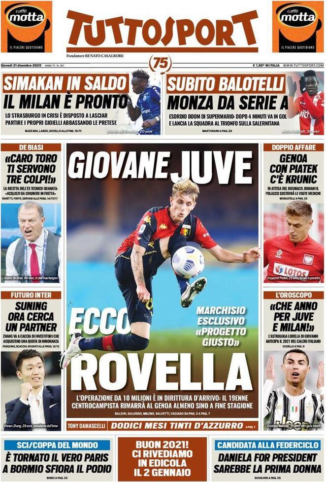 Rassegna stampa Juve: prime pagine quotidiani sportivi - 31 dicembre 2020 43 tuttosport 16