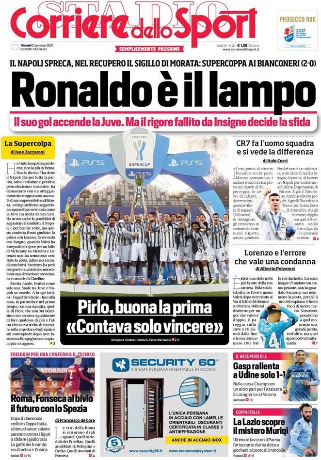 Rassegna stampa Juve: prime pagine quotidiani sportivi - 21 gennaio 2021 43 cds 7
