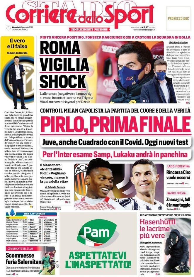 Rassegna stampa Juve: prime pagine quotidiani sportivi - 6 gennaio 2021 44 corriere dello sport 2021 01 06 5ff4f6c2e981b