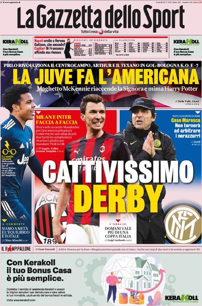 Rassegna stampa Juve: prime pagine quotidiani sportivi - 25 gennaio 2021 44 gazzetta 5