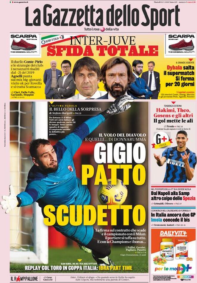 Rassegna stampa Juve: prime pagine quotidiani sportivi - 12 gennaio 2021 45 gds 3
