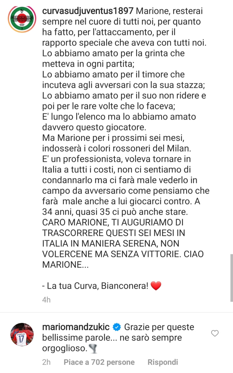 Mandzukic, la Curva Sud lo saluta, lui risponde: «Ne sarò sempre orgoglioso» - FOTO 39 mandzukic