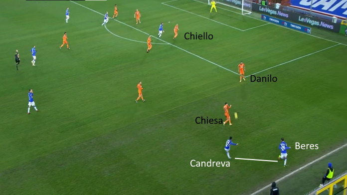 LAVAGNA TATTICA - Chiellini è un muro: la Juve dietro è molto più solida 48 sampdoria juve secondo tempo cross chiellini 1