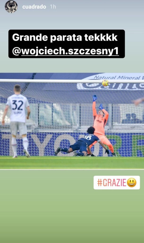Cuadrado "salvato" da Szczesny: il colombiano scherza così sui social - FOTO 39 szczesny cuadrado