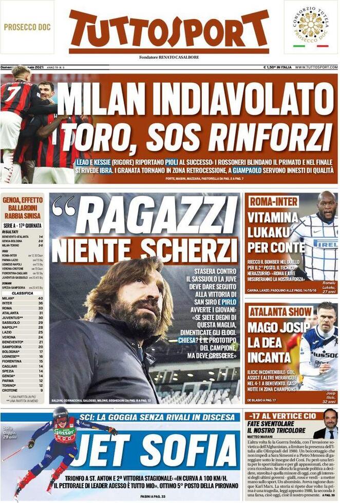 Rassegna stampa Juve: prime pagine quotidiani sportivi - 10 gennaio 2021 44 ts 2