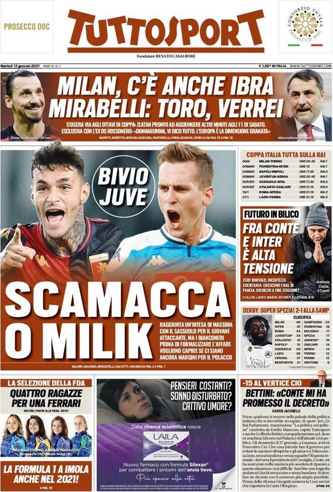 Rassegna stampa Juve: prime pagine quotidiani sportivi - 12 gennaio 2021 43 ts 3