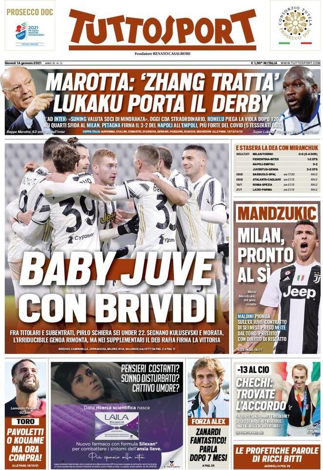 Rassegna stampa Juve: prime pagine quotidiani sportivi - 14 gennaio 2021 44 ts 4