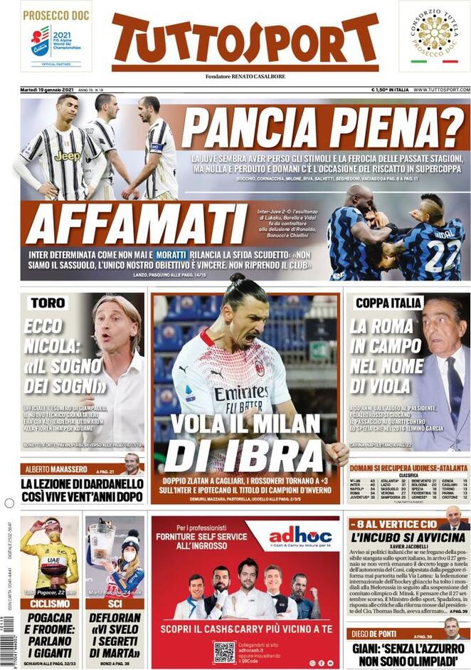 Rassegna stampa Juve: prime pagine quotidiani sportivi - 19 gennaio 2021 44 ts 5