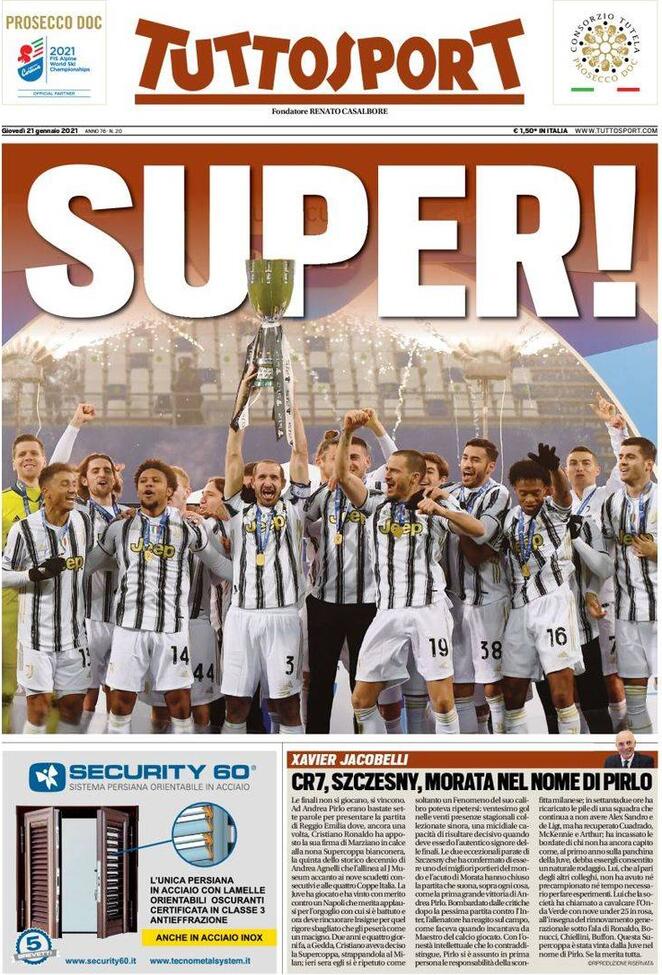Rassegna stampa Juve: prime pagine quotidiani sportivi - 21 gennaio 2021 44 ts 6